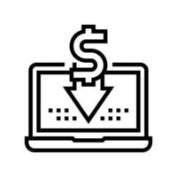 illustration vectorielle de l'icône de la ligne d'ordinateur portable d'informations économiques vecteur