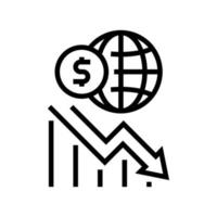 illustration vectorielle de l'icône de la ligne de crise de l'économie mondiale vecteur