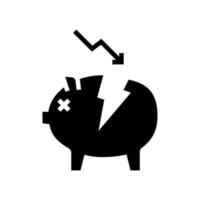 Illustration vectorielle de l'icône du glyphe de la tirelire endommagée vecteur
