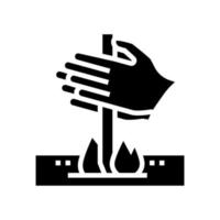 faire du feu par friction glyphe icône illustration vectorielle vecteur