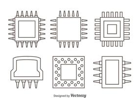 Icônes de contour de microchip vecteur