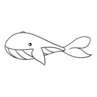 image monochrome, grosse baleine, vie marine, illustration vectorielle en style cartoon sur fond blanc vecteur