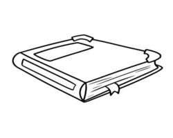 image monochrome, livre épais relié en cuir avec un signet, illustration vectorielle en style cartoon sur fond blanc vecteur