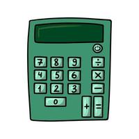 calculatrice verte carrée pour étudiants et écoliers, illustration vectorielle en style cartoon sur fond blanc vecteur