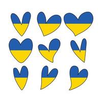 conception de coeur ou icône dans la couleur du drapeau de l'ukraine vecteur