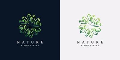 modèle de conception de logo nature feuille verte avec concept créatif unique vecteur