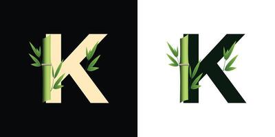 création d'icônes de logo en bambou k avec des lettres basées sur des initiales créatives de modèle vecteur