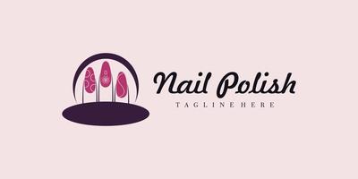 logo de salon de beauté des ongles avec concept créatif vecteur