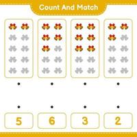 compter et faire correspondre, compter le nombre de cloches de Noël et faire correspondre les bons numéros. jeu éducatif pour enfants, feuille de calcul imprimable, illustration vectorielle vecteur