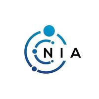 création de logo de technologie de lettre nia sur fond blanc. nia creative initiales lettre il concept de logo. conception de lettre nia. vecteur