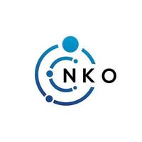 création de logo de technologie de lettre nko sur fond blanc. nko creative initiales lettre il concept de logo. conception de lettre nko. vecteur