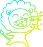 ligne de gradient froid dessin dessin animé lion rugissant vecteur