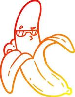 banane de dessin animé de dessin de ligne de gradient chaud vecteur