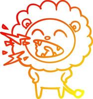 ligne de gradient chaud dessin dessin animé lion rugissant vecteur