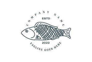 timbre d'étiquette d'emblème d'insigne de poisson vintage rétro pour la conception de logo de produit de fruits de mer vecteur