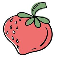 autocollant doodle avec des fraises sucrées vecteur