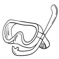 masque autocollant doodle pour la plongée en apnée dans la mer vecteur