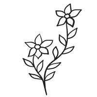 branche de fleur de doodle, bourgeon mignon et inhabituel, peut être utilisé pour décorer des cartes postales, des cartes de visite ou comme élément de design vecteur