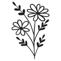 branche de fleur de doodle, bourgeon mignon et inhabituel, peut être utilisé pour décorer des cartes postales, des cartes de visite ou comme élément de design vecteur