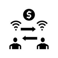 échange d'argent entre les utilisateurs de la banque glyphe icône illustration vectorielle vecteur