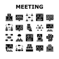 icônes de collection de réunion vidéo en ligne définies vecteur