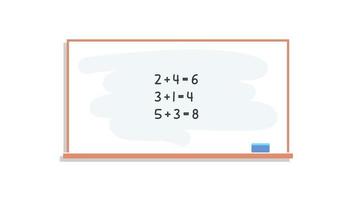 étude des nombres et exercices de mathématiques calcul sur tableau de craie à l'illustration vectorielle plane de la leçon. vecteur