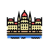 parlement hongrois, bâtiment, couleur, icône, vecteur, illustration vecteur