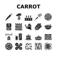 vecteur de jeu d'icônes de légumes juteux vitamine carotte