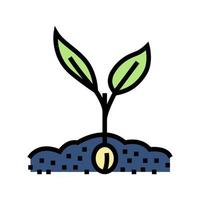 illustration vectorielle d'icône de couleur de feuille de germination vecteur