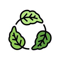illustration vectorielle d'icône de couleur de feuille de recyclage écologique vecteur