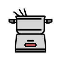 Illustration vectorielle de l'icône de couleur du pot à fondue électrique vecteur