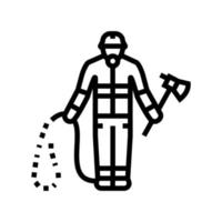illustration vectorielle de l'icône de la ligne du travailleur d'urgence pompier vecteur