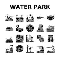 attraction de parc aquatique et icônes de piscine set vector