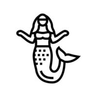 illustration vectorielle d'icône de ligne de conte de fées sirène vecteur