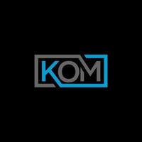 création de logo de lettre kom sur fond noir. concept de logo de lettre initiales créatives kom. conception de lettre kom. vecteur