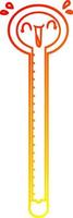 ligne de gradient chaud dessinant un thermomètre de dessin animé en riant vecteur