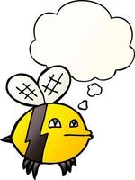 dessin animé abeille et bulle de pensée dans un style dégradé lisse vecteur