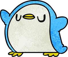 kawaii de dessin animé texturé d'un pingouin mignon vecteur