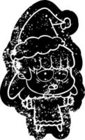 icône de dessin animé en détresse d'une femme fatiguée portant un bonnet de noel vecteur