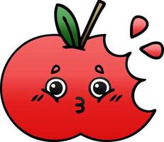 pomme rouge dessin animé ombré dégradé vecteur
