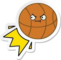 autocollant d'un ballon de basket de dessin animé mignon vecteur
