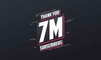 merci 7000000 abonnés célébration de 7 millions d'abonnés. vecteur