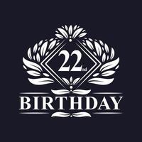 Logo d'anniversaire de 22 ans, célébration du 22e anniversaire de luxe. vecteur