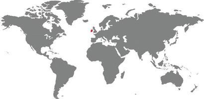 carte de l'irlande sur la carte du monde vecteur