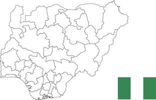 carte et drapeau du Nigeria vecteur