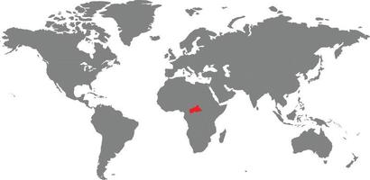 carte de la république centrafricaine sur la carte du monde vecteur