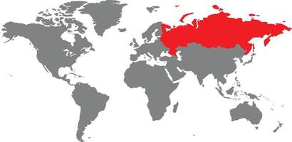 carte de la russie sur la carte du monde vecteur