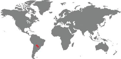 carte du paraguay sur la carte du monde vecteur