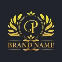 création de logo de lettre p de luxe vintage doré. vecteur