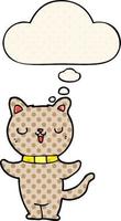 chat de dessin animé et bulle de pensée dans le style de la bande dessinée vecteur